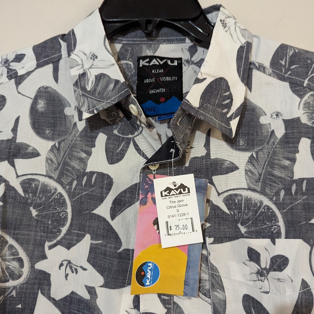 KAVU The Jam Citrus Grove Short Sleeve Shirt Summer Button Up Size S NWT - Picture 3 of 7